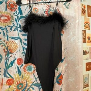 SHEIN bodysuit with fur detail